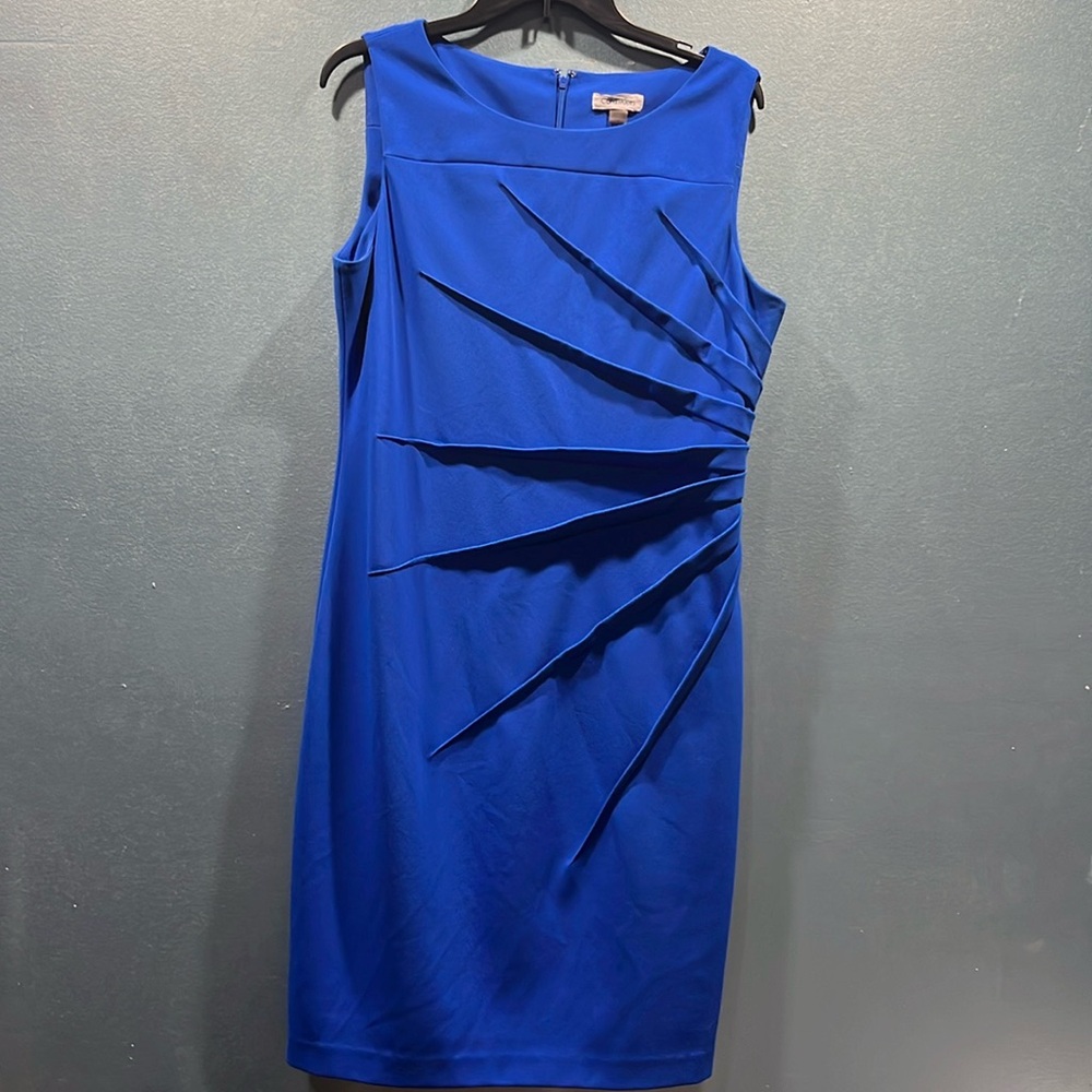 Calvin Klein Round Neck Sleeveless Ruched Waist Dress size 14.